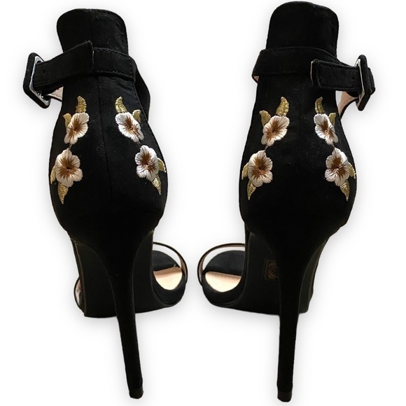Public DESIRE Black Embroidered
Suede Strappy Heels - Picture 2 of 11